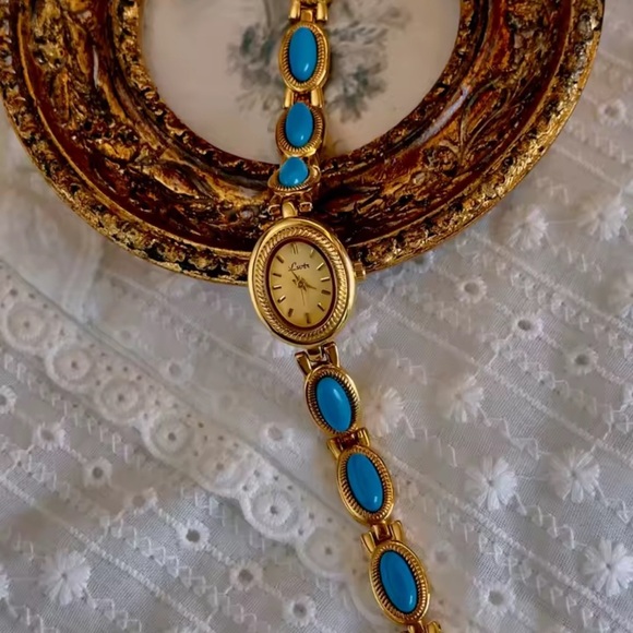 Anthropologie Jewelry - Vintage Elegant Turquoise Gold Women's Watch